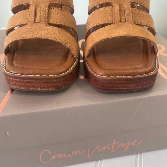 Crown Vintage Tanija Wedge Sandals Shoes Toasted Almond Size Womens 8.5 - Picture 4 of 9
